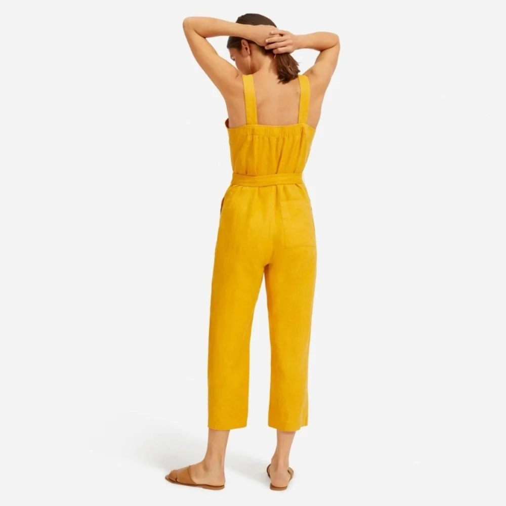 ☀️EVERLANE Square Neck 100% Linen Jumpsuit in Marigold